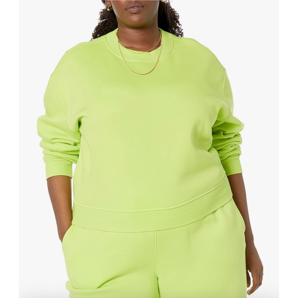 Amazon Essentials Womens‎  Neon Lime Green Crop Sweatshirt 6X